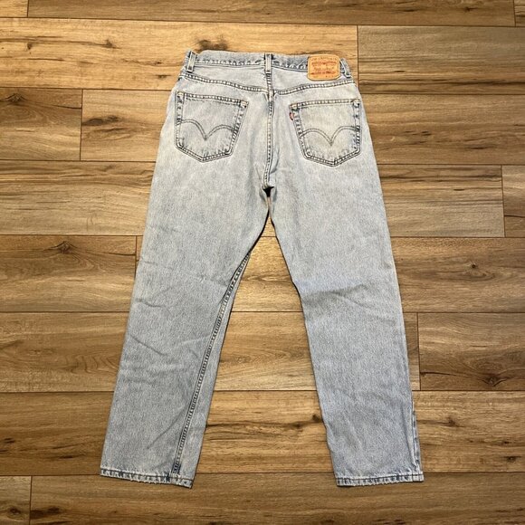 Men's Levis 505 Regular Fit Denim Jeans SZ 34x30 Blue Cotton Distressed 2000s - Picture 4 of 11